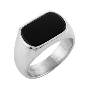 Anello Minimal con Pietra Nera
