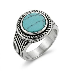 Anello Silver Pietra Turchese Rotonda
