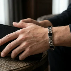 Bracciale Catena Inserto Nero